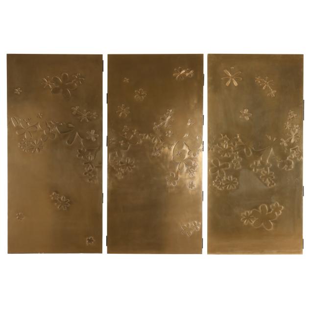 antonia-caicedo-colombian-american-b-1977-set-of-three-bronzed-floral-wall-panels