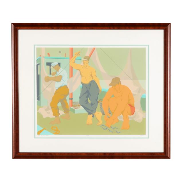 claude-howell-nc-1915-1997-i-three-men-on-a-shrimper-i