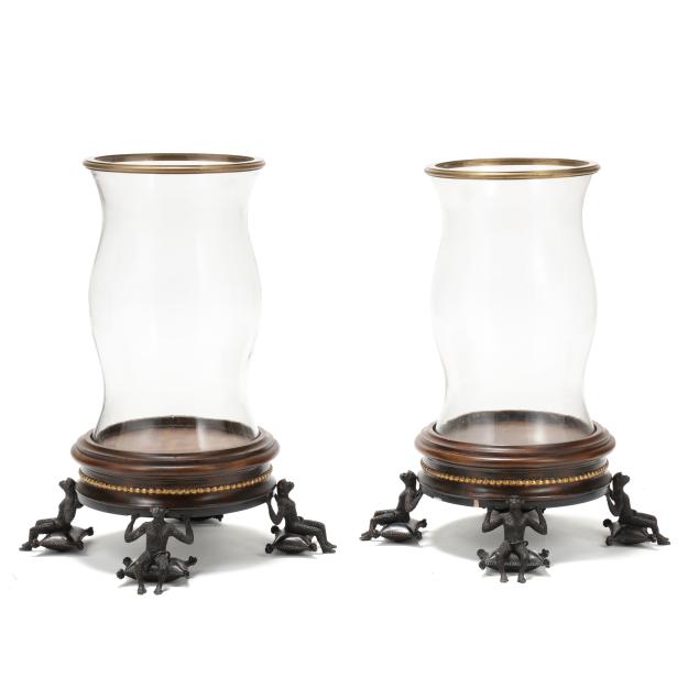 pair-of-maitland-smith-hurricane-shades-with-figural-bronze-supports