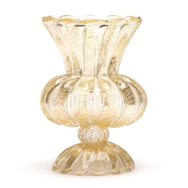 attributed-ercole-barovier-gold-flecked-glass-vase