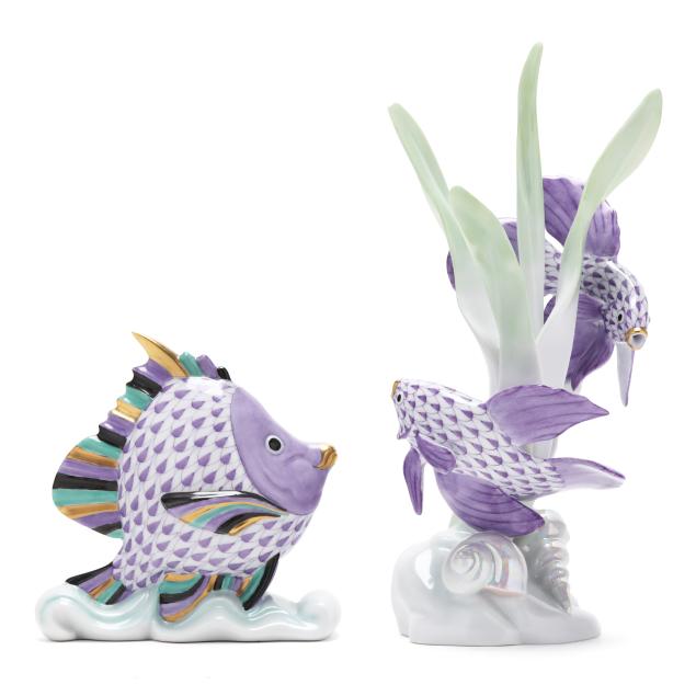 herend-two-lavender-fishnet-porcelain-fish-figurines