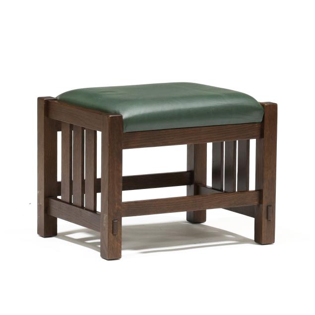 stickley-mission-style-oak-leather-footstool