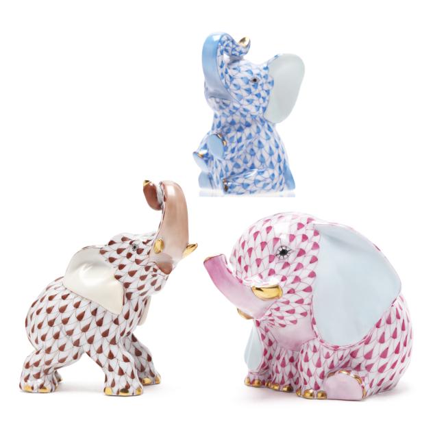 herend-three-small-fishnet-porcelain-elephants