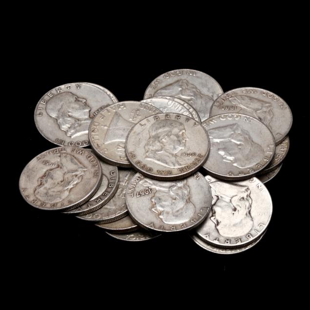 twenty-20-circulated-franklin-half-dollars-1963-and-before