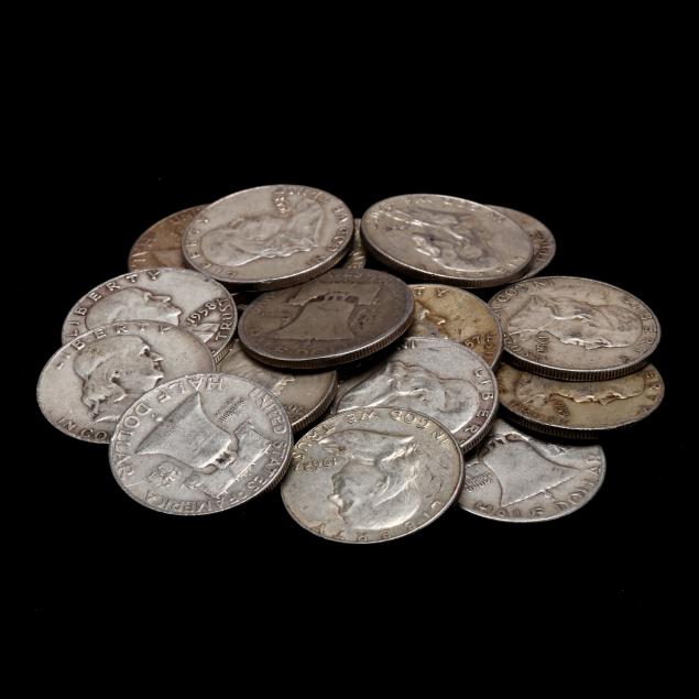 twenty-20-circulated-franklin-half-dollars-1963-and-before