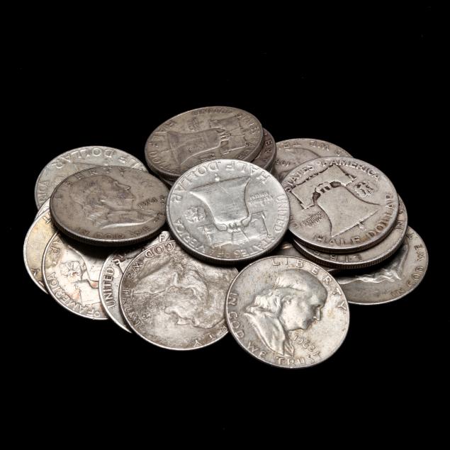 twenty-20-circulated-franklin-half-dollars-1963-and-before