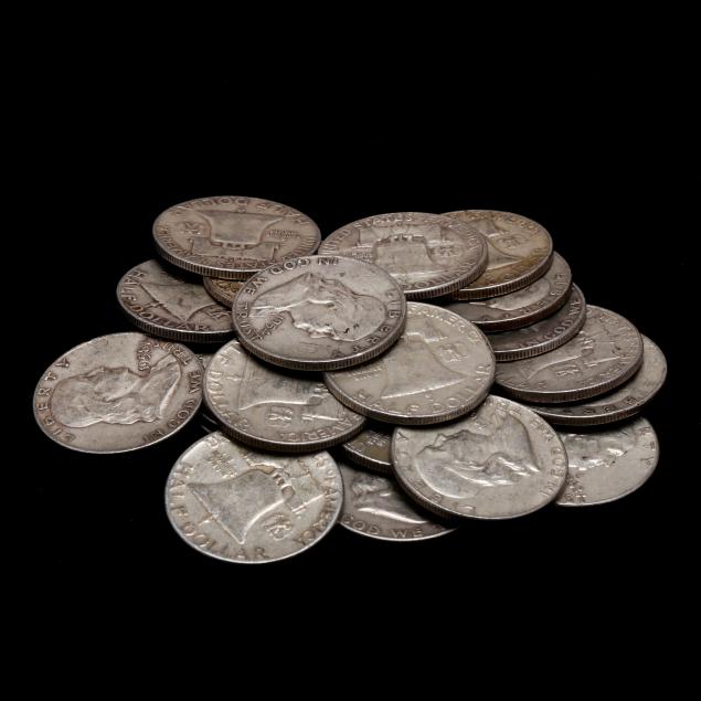 twenty-20-circulated-franklin-half-dollars-1963-and-before