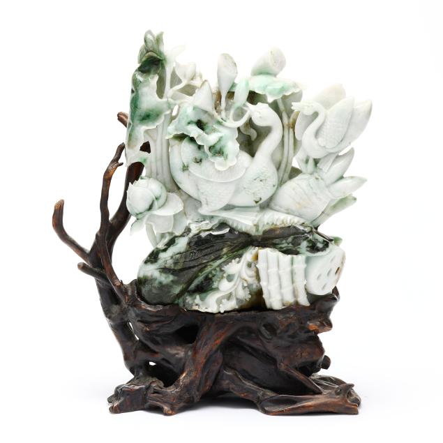 a-chinese-green-hardstone-carving-with-wood-stand