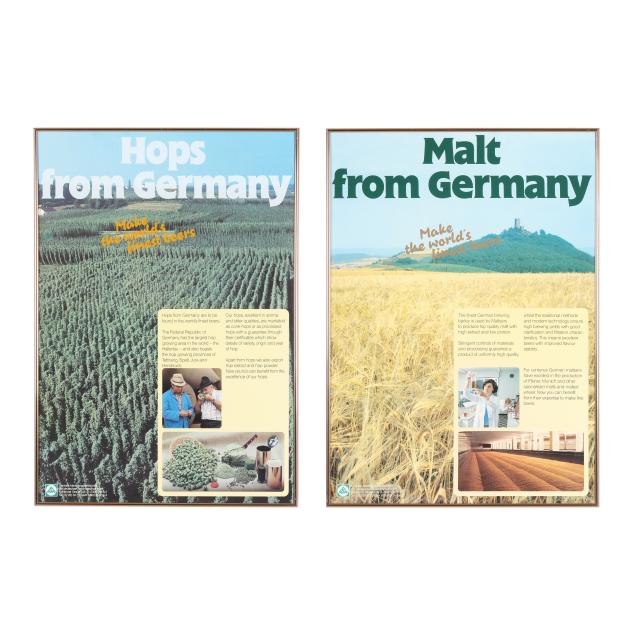 pair-of-framed-vintage-german-beer-brewing-posters