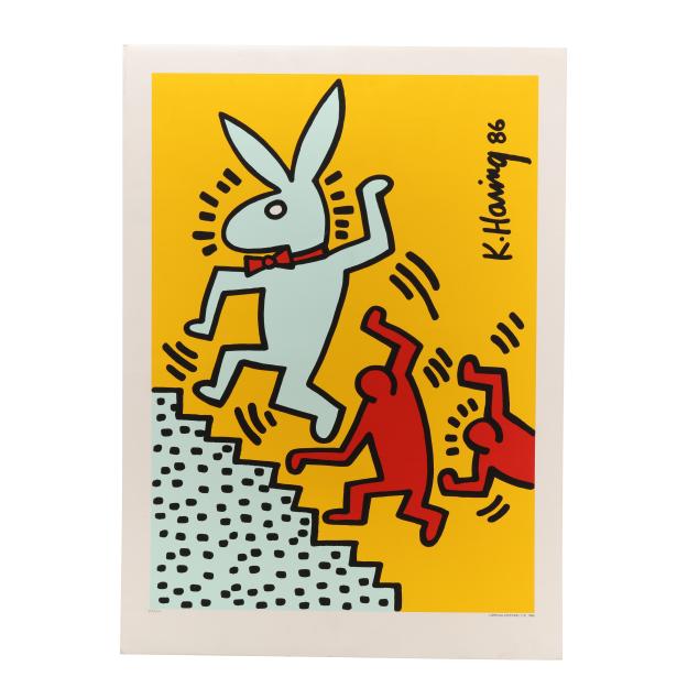 美品Keith Haring Bunny on the Run シルクスクリーン Keith Haring (American, 1958-1990), Bunny on the Run (Lot 7055