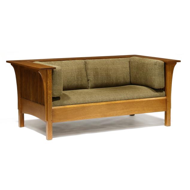 stickley-mission-style-oak-sofa