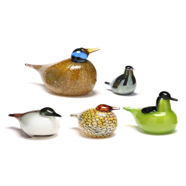 Oiva Toikka (Finland, 1931-2019), Five Art Glass Birds (Lot 6212