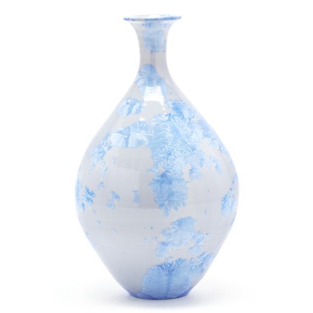 phil-morgan-seagrove-nc-light-blue-crystalline-vase