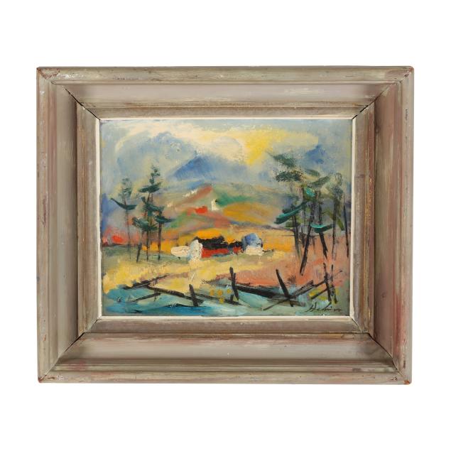 arvid-hedin-american-mid-20th-century-abstract-farmhouse-landscape