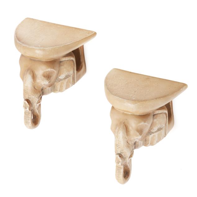 pair-of-plaster-elephant-head-wall-brackets