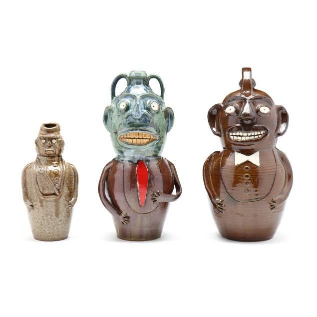 randy-tobias-nc-three-figural-folk-art-jugs