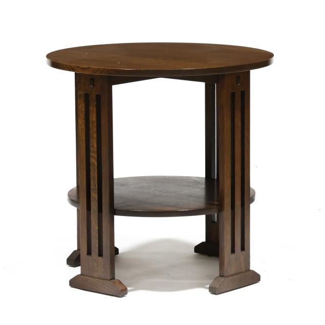 stickley-mission-style-oak-circular-table