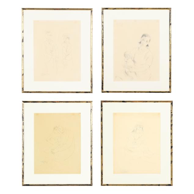 ione-robinson-american-1910-1989-four-framed-figural-drawings