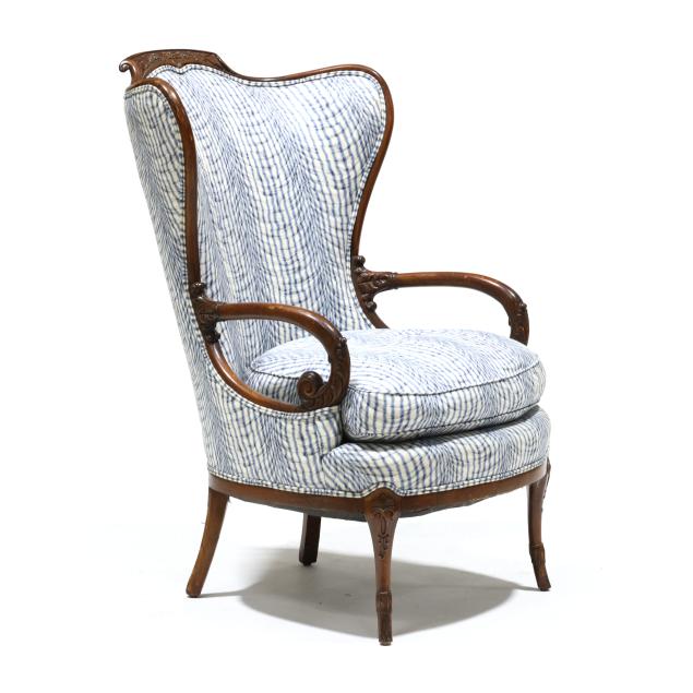 hollywood-regency-style-carved-mahogany-fireside-chair