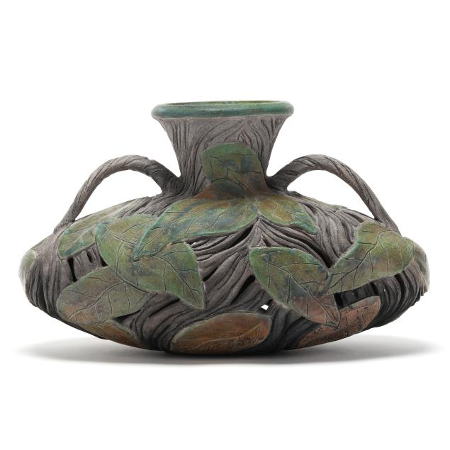 nancy-briggs-american-b-1953-reticulated-leaf-and-vine-pottery-vessel