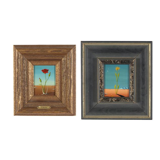 jorge-noceda-sanchez-dominican-american-1931-1987-two-surrealist-landscapes-with-flowers