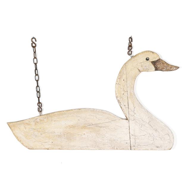 painted-and-carved-wood-swan-sign