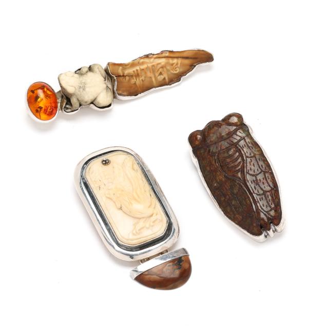 three-silver-and-gem-set-brooch-pendants-amy-kahn-russel