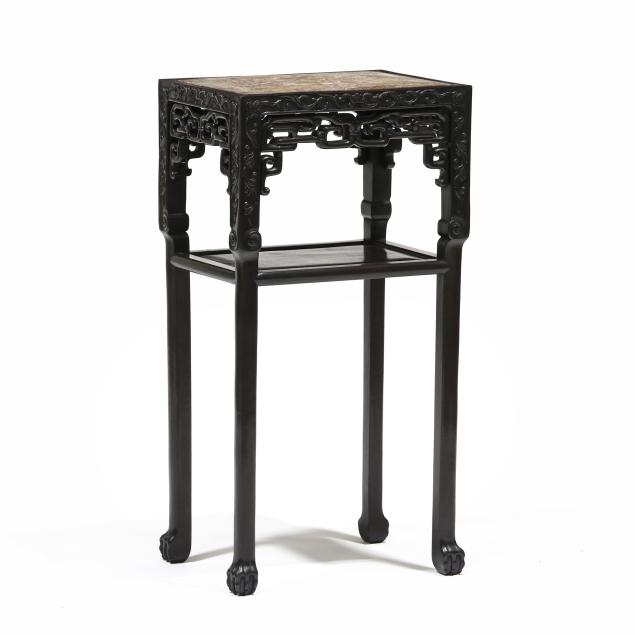 chinese-carved-hardwood-marble-top-stand