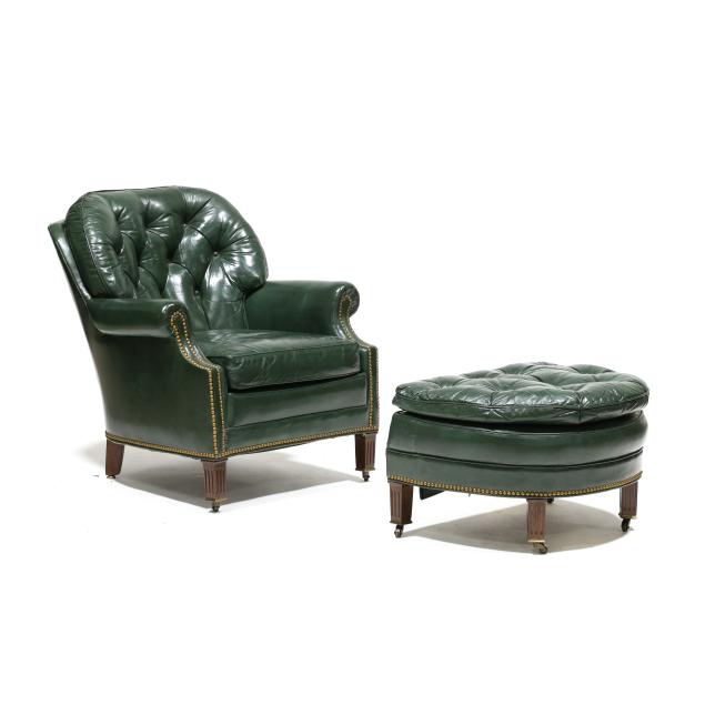 hancock-moore-tufted-green-leather-club-chair-and-ottoman