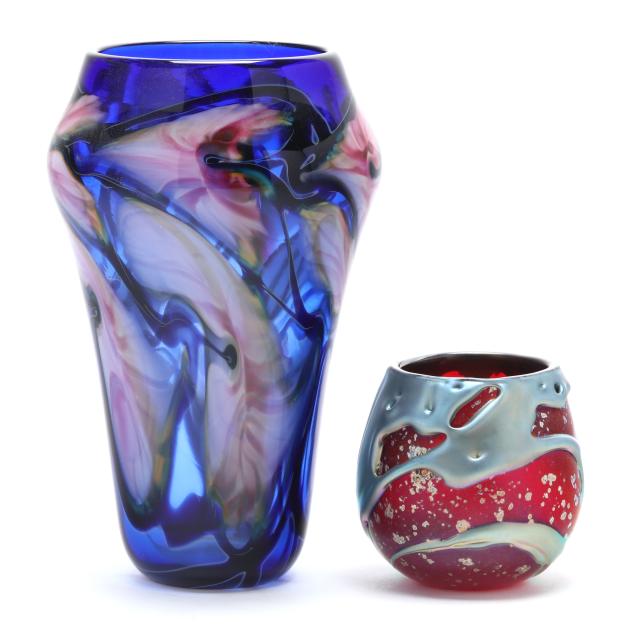 two-lotton-art-glass-vases