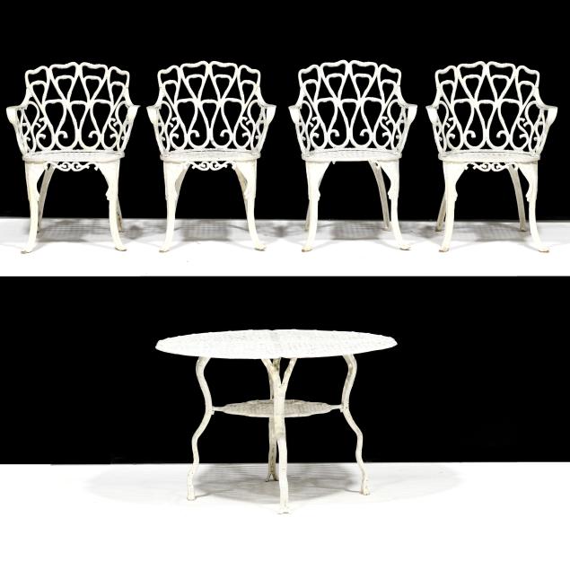 vintage-aluminum-five-piece-faux-bamboo-patio-set