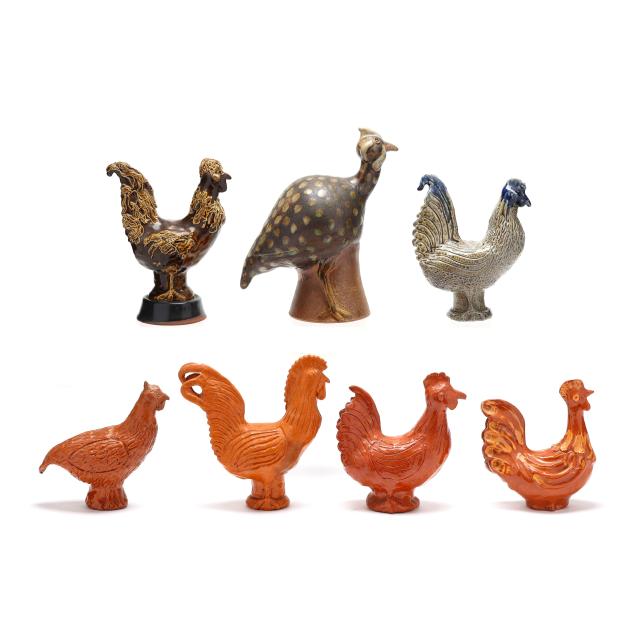 jugtown-pottery-seagrove-nc-seven-chicken-figures