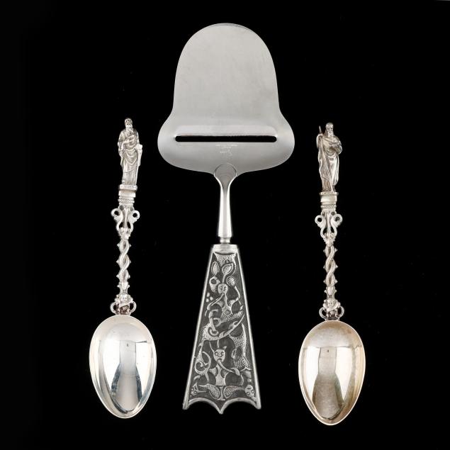 three-pieces-of-continental-sterling-silver-and-pewter-flatware