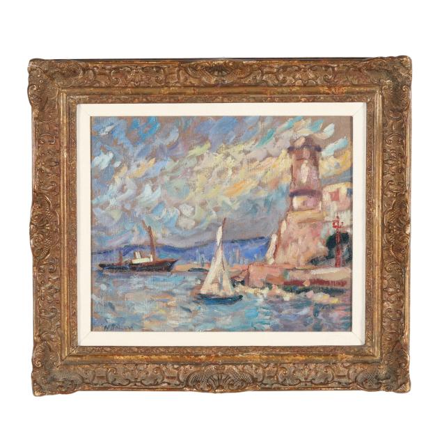 continental-school-20th-century-impressionist-seascape-with-lighthouse