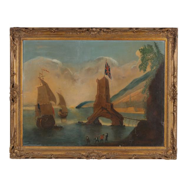 continental-school-18th-century-harbor-scene-with-english-fort