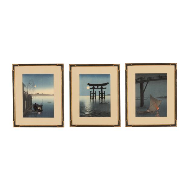three-japanese-woodblock-prints-of-night-scenes