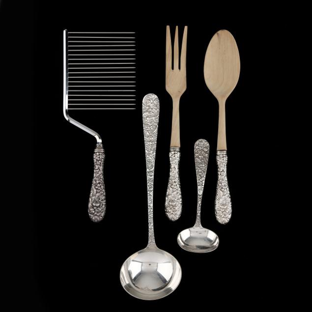 five-repousse-sterling-silver-flatware-servers