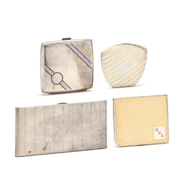 four-vintage-silver-cigarette-cases-and-compacts