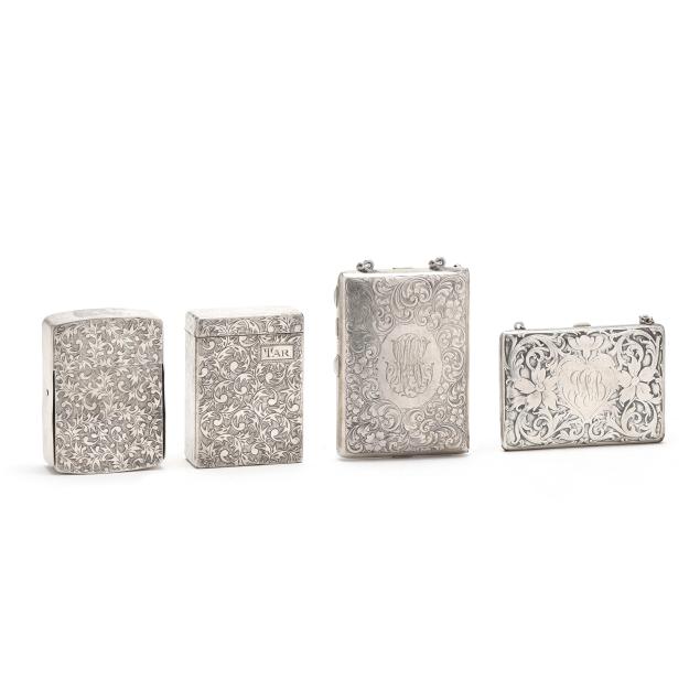 four-engraved-silver-cigarette-cases-and-compacts
