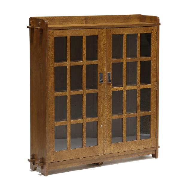 stickley-mission-style-oak-two-door-bookcase