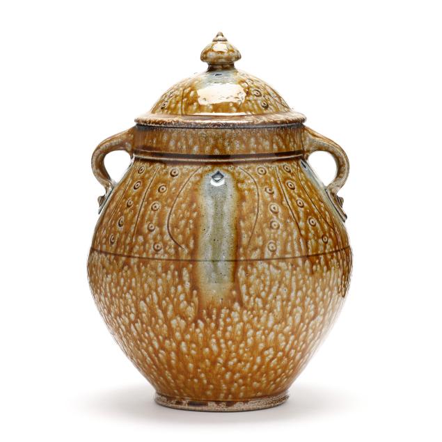 mark-hewitt-nc-b-1955-dual-handled-lidded-pottery-jar