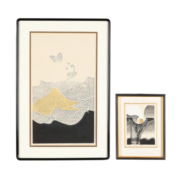 iwami-reiko-japanese-1927-2020-two-woodblock-prints