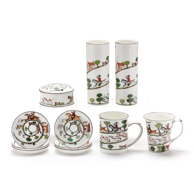 group-of-crown-staffordshire-i-hunting-scene-i-china