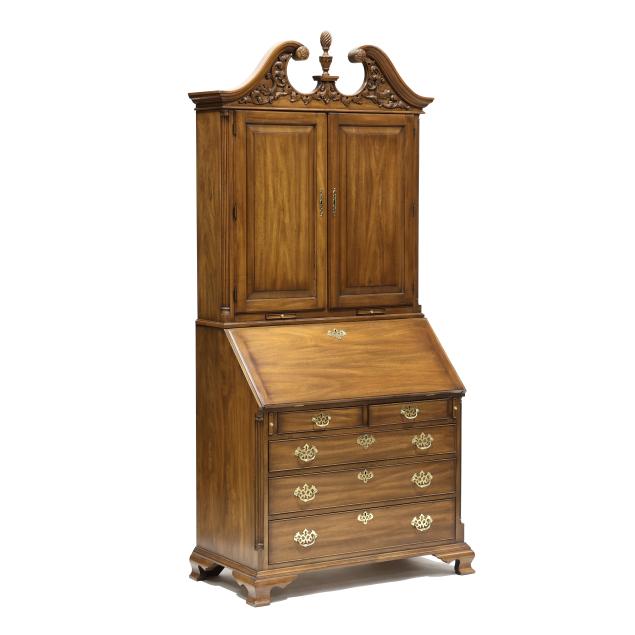 henkel-harris-chippendale-style-carved-walnut-desk-and-bookcase
