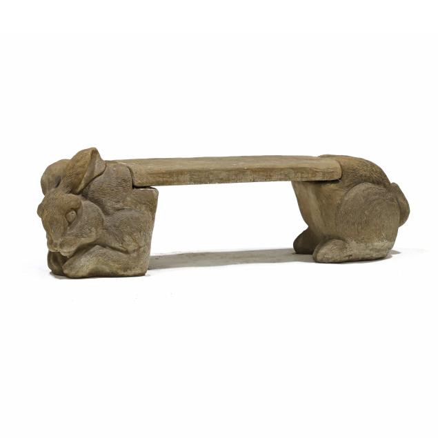 cast-stone-rabbit-garden-bench