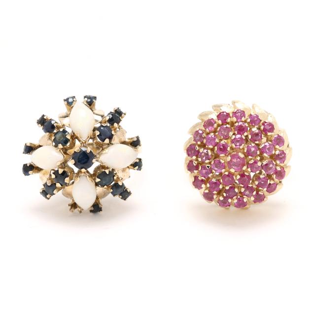 two-gold-and-gem-set-rings