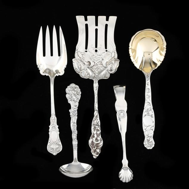 five-american-silver-flatware-servers