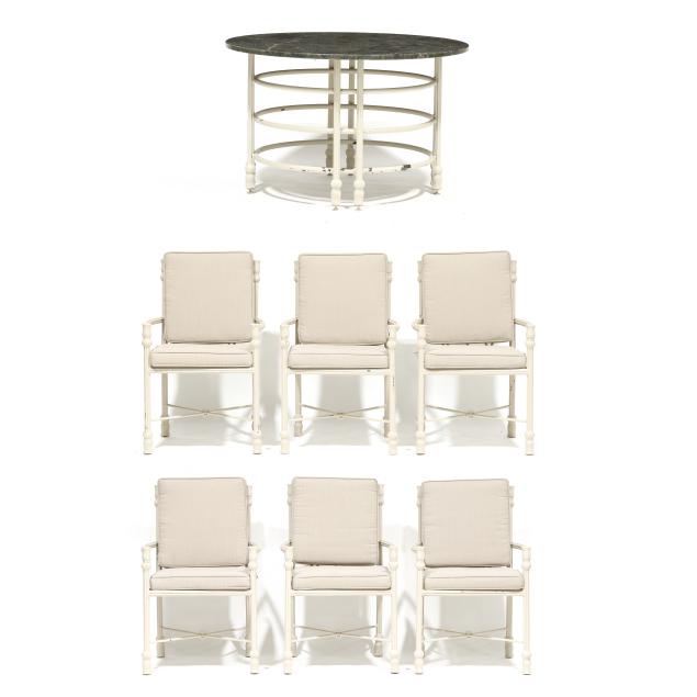 aluminum-and-stone-patio-table-and-six-chairs