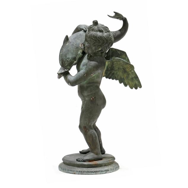 bronze-garden-sculpture-of-putto-and-dolphin