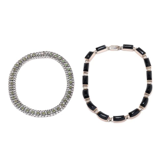 two-silver-and-gem-set-necklaces-mexico